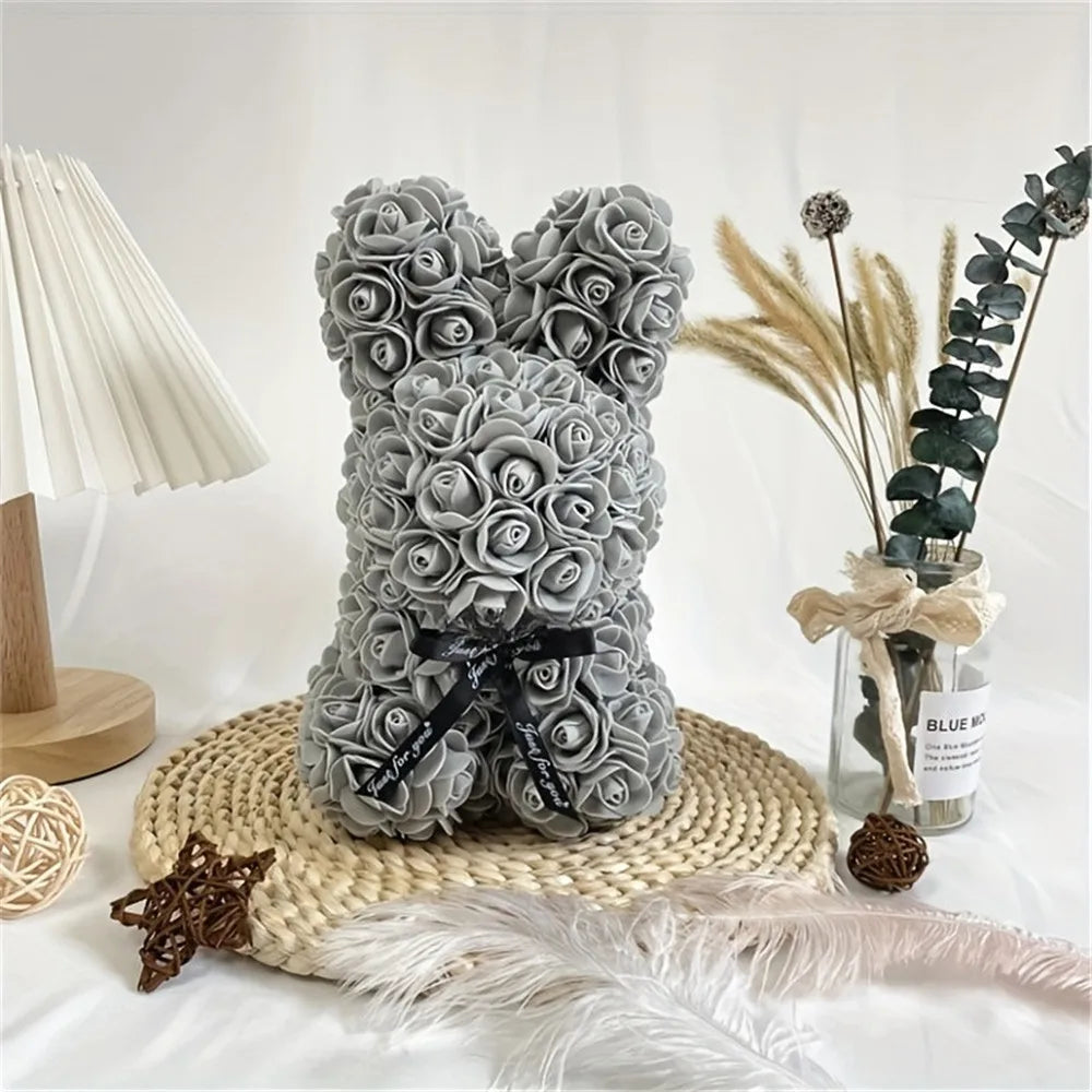 ADORABLE ROSE BUNNY - Une Peluche Éternelle en Fleurs pour des Moments Magiques !