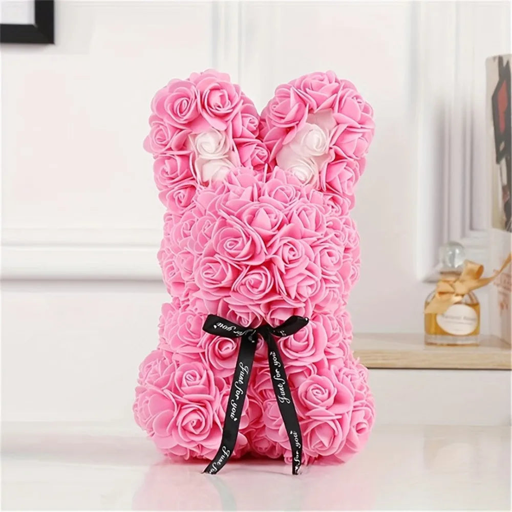 ADORABLE ROSE BUNNY - Une Peluche Éternelle en Fleurs pour des Moments Magiques !