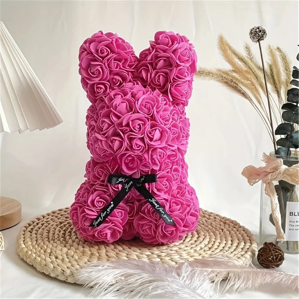 ADORABLE ROSE BUNNY - Une Peluche Éternelle en Fleurs pour des Moments Magiques !
