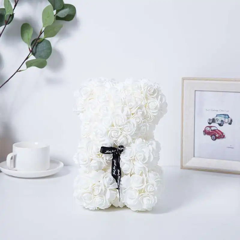 Rose Bear NEW Valentines Day Gifts 25cm Flower Bears Artificial Floral Decorations Mother' DAY Gift For Girlfriend Festival And