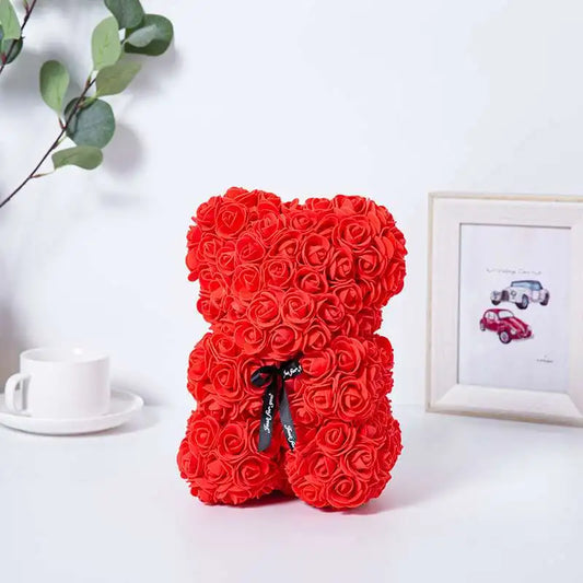 Rose Bear NEW Valentines Day Gifts 25cm Flower Bears Artificial Floral Decorations Mother' DAY Gift For Girlfriend Festival And