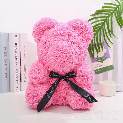 Rose Bear NEW Valentines Day Gifts 25cm Flower Bears Artificial Floral Decorations Mother' DAY Gift For Girlfriend Festival And