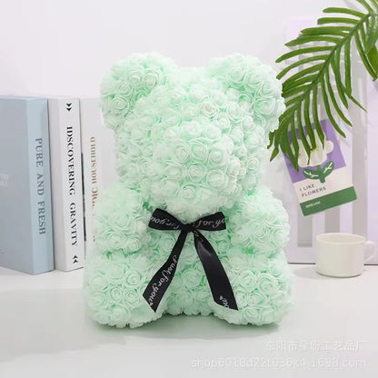 Rose Bear NEW Valentines Day Gifts 25cm Flower Bears Artificial Floral Decorations Mother' DAY Gift For Girlfriend Festival And