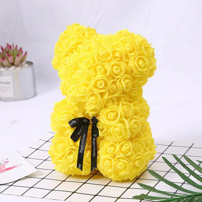 Rose Bear NEW Valentines Day Gifts 25cm Flower Bears Artificial Floral Decorations Mother' DAY Gift For Girlfriend Festival And