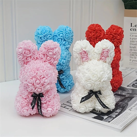 ADORABLE ROSE BUNNY - Une Peluche Éternelle en Fleurs pour des Moments Magiques !