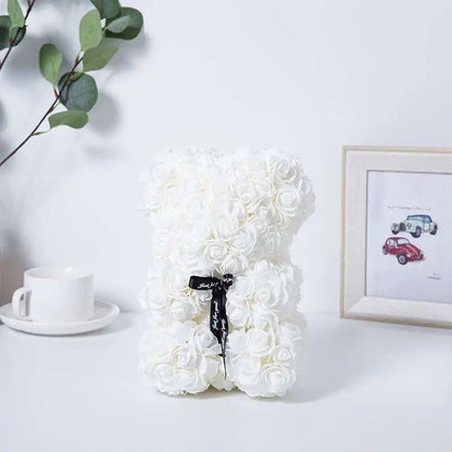 Rose Bear NEW Valentines Day Gifts 25cm Flower Bears Artificial Floral Decorations Mother' DAY Gift For Girlfriend Festival And